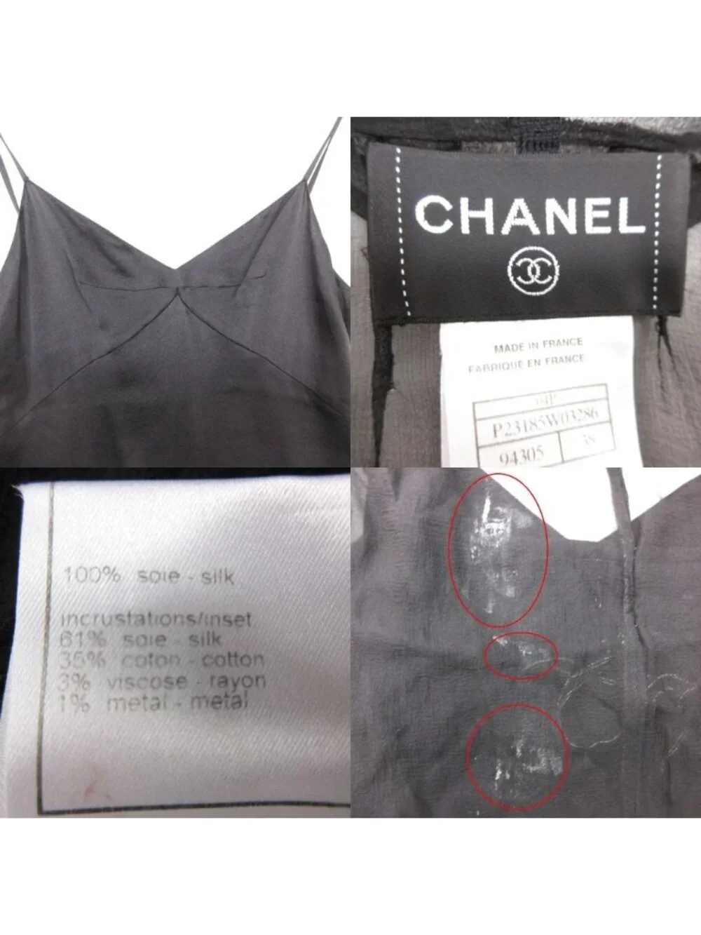 Chanel Set Vintage Silk 100% Sheer Chiffon Dress Back Zip Straight Black